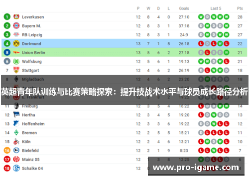 英超青年队训练与比赛策略探索：提升技战术水平与球员成长路径分析